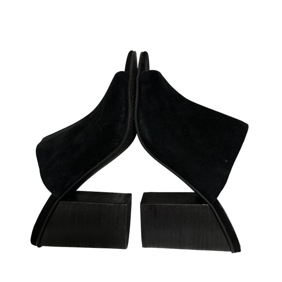 Nordstrom BP. Black Womens Suede Peep-Toe Block Heel Mules SZ 8.5M Slide Goth - Picture 8 of 11